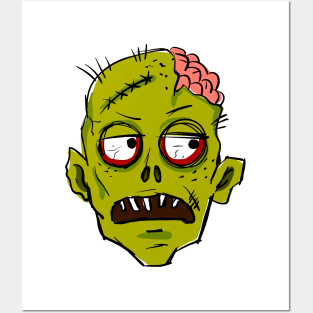 Bored zombie face, illustration Posters and Art